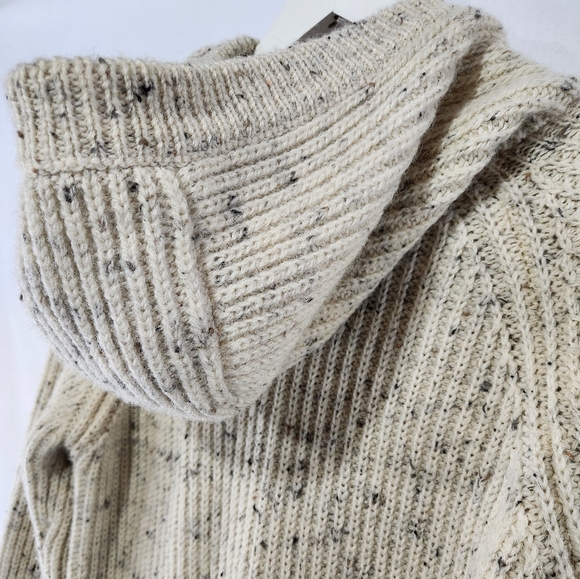 EPAULET x Northern Watters Knitwear Heirloom Ecru Nep Hooded Wool Cardigan sz 36 - Picture 10 of 10